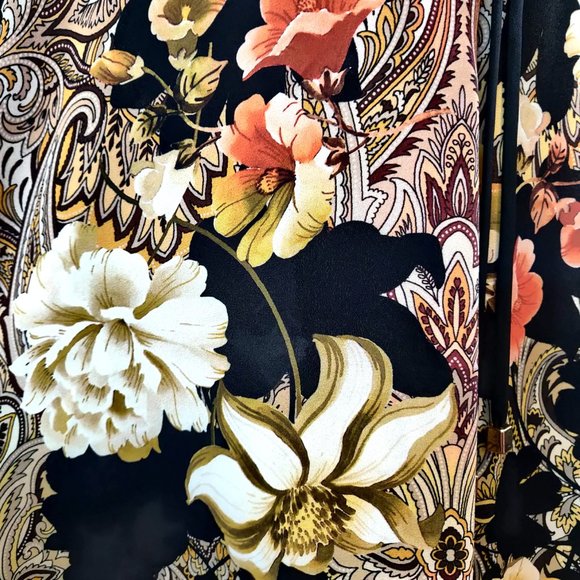 Joseph Ribkoff Womens Paisely Floral Georgette Lace Up Neck L/S Blouse Top 4 - Picture 7 of 10